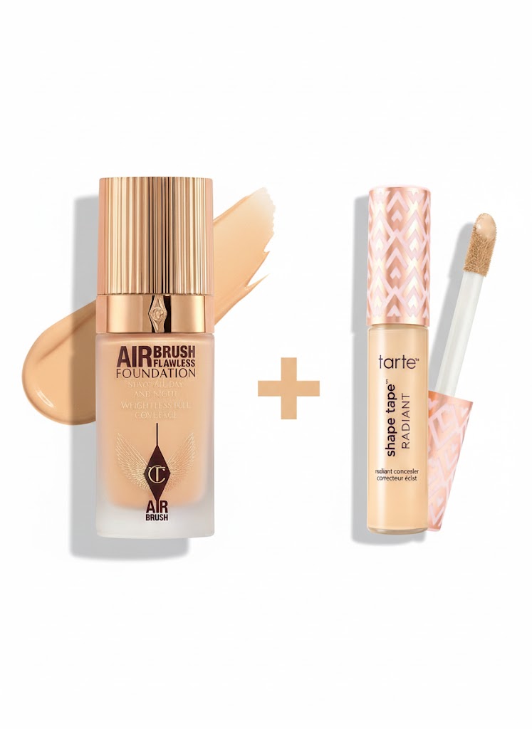 Charlotte Tilbury Airbrush Flawless Foundation + Tarte™ Shape tape radiant concealer